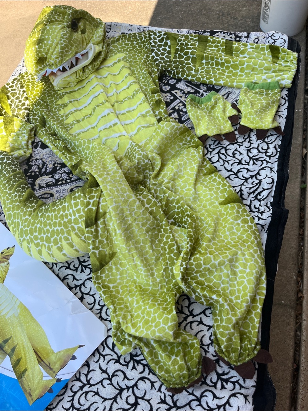 Spirit Lime Green Dinosaur Hooded Jumpsuit for Kids